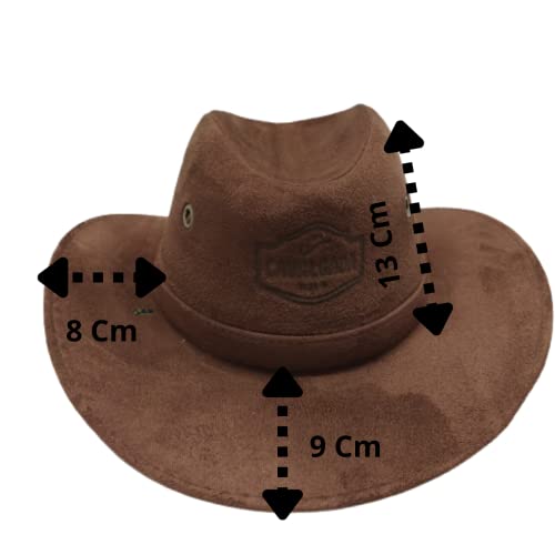Chapéu Cowboy Boiadeiro Rodeio Country Peão Vaqueiro Camurça (COWBOY MARROM COM MARCA)