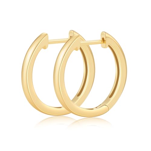 YUVOLA 14K Gold Huggie Hoop Earrings for Women Dainty Small Gold Hoops Minimalist Hypoallergenic Jewelry 11mm*12mm