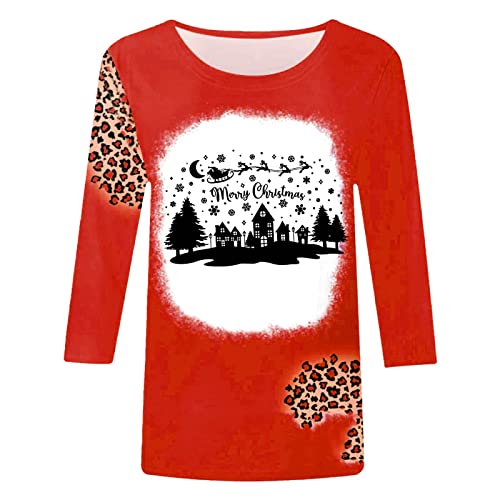 Ugly Christmas Sweater For Women New Year 2023 Funny Cute Gnome Print Crewneck Sweatshirts 3/4 Sleeve Fall Tee Shirts #TOP3
