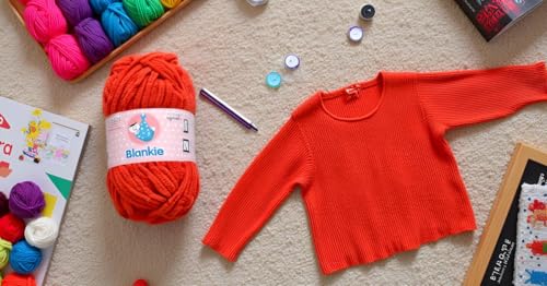 Image of M.G ENTERPRISE Knitting Yarn Thick Chunky Wool, Blankie Deep Orange 100 GMS Best Used with Knitting Needles-EM Art-AAED