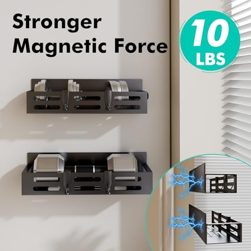 SETBAOO 2 Pack Magnetic Spice Rack for Refrigerator, Black Magnetic Shelf and Fridge Kitchen Cabinet Organizers Storage Seasoning Organization Mini Shelves, Organizadores de Cocina by SETBAOO - Image 3