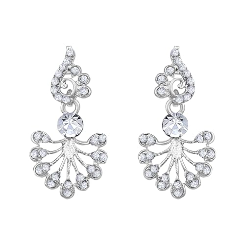 Image of Atasi International American Diamond Style Silver Plated Necklace with Earrings Jewellery Set for Women - Perfect for Party, Wedding, and Engagement