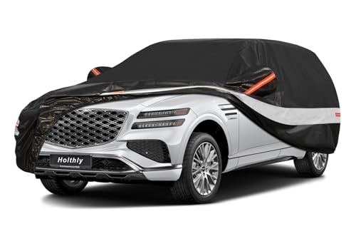 Image of 10 Layers SUV Car Cover Custom Fit for Genesis GV80 (2021-2026), Waterproof All Weather for Automobiles, Outdoor Full Cover Sun Dust Rain Protection with Cotton. Black
