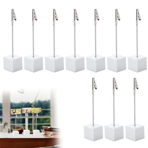 Foto Titular Memo Clip y Carpetas de Mensajes, Titulares con Cierre Clip Cocodrilo, 10 Piezas Foto Titular Base Memo Clip, Pino Base Portafotos, Clip de Papel Nota para el Memorándum de la Oficina