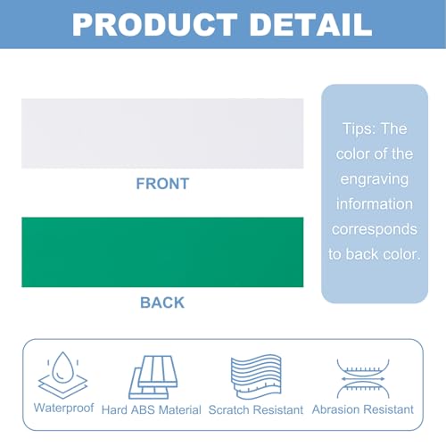 PATIKIL 8x2 Leer Namensschilder, 20Stück Benutzerdefinierte Gravierte Namensschild Rechteck Lasergravur Rohlinge für Personalisierte Namensschilder Bürotür DIY Malzubehör, Weiß, Grün