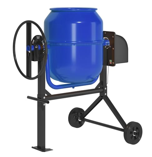 TABU 5.0 Cu.Ft. Electric Cement Mixer, 1/2HP Portable Concrete Mixer,