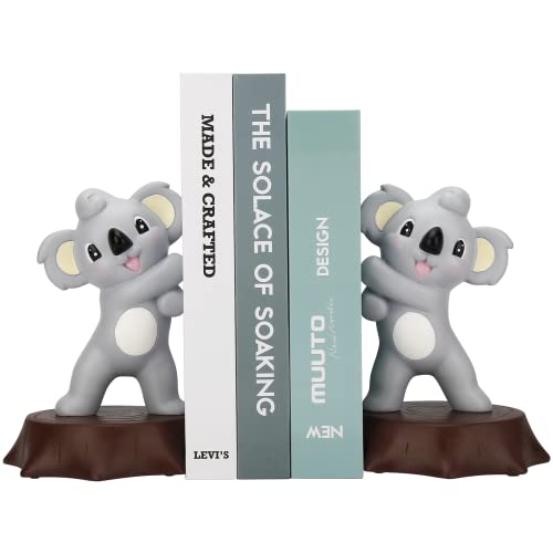 Image of Bookends for Kids,Lovely Koala Book End and Decorative Book Stopper Holder for Bookshelves, Children’s Room, Home, Office or Desk with Anti-Slip Base