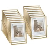 INTERWARM 15Pcs Gold Floating Frame, 6 x 8 Inches Double Glass Picture Frame Rectangle Floating Picture Display for Halloween Christmas Birthday Wedding or Home Office Decoration