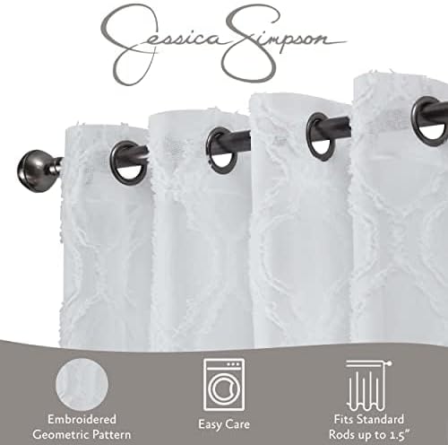 Miniatura 2 de Jessica Simpson - Everyn - Cortina transparente adornada  Cortinas para ventana  Cortinas ligeras  Juego de 2 paneles con 2 alzapaños  Transparente