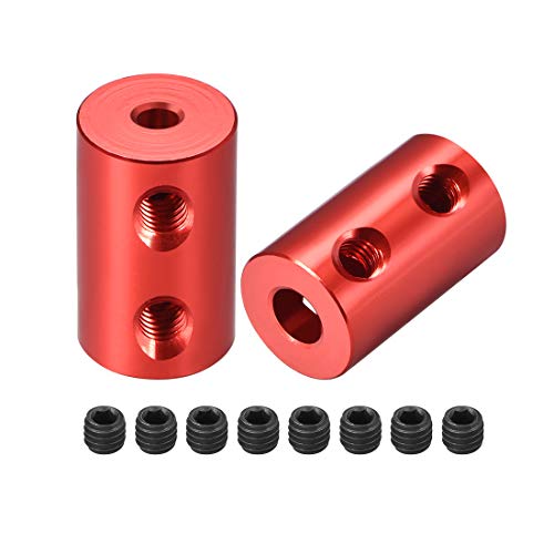 uxcell 3mm to 5mm Bore Rigid Coupling Set Screw L20XD12 Aluminum Alloy,Shaft Coupler Connector,Motor Accessories,Red,2pcs