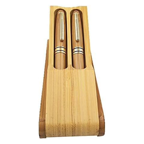 0.5mm Bamboo Gel Ink Rollerball Pen & Fountain Pen Set, Creative Luxurious Carbonization Surface Signature Writting Drawing Gift Supplies Hand Polished Arts Crafts with Bamboo Foldable Case Cover