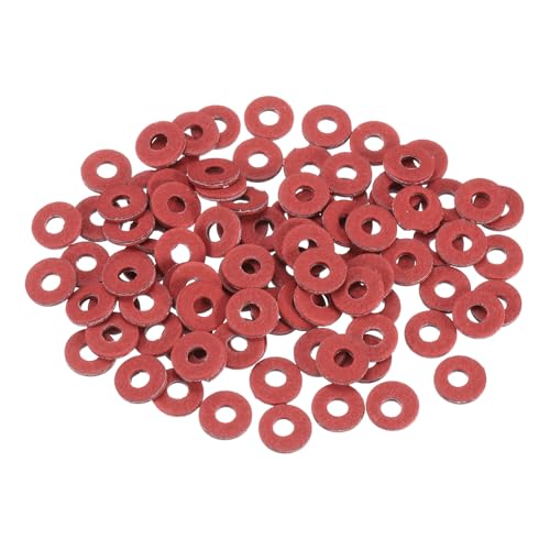 sourcing map 220 Pcs M3 Fiber Flat Washers, Insulation Plain Washer 3mm ID 8mm OD 1mm Thick Red Steel Paper Gaskets for Machinery Fastener Plumbing General Repair