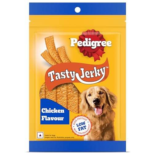 Pedigree Tasty Jerky Dog Treat, Chicken Flavour, 70g Jerky-style ...