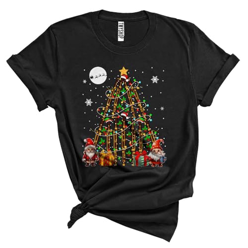Gnomes Bassoon Christmas Tree, Awesome X-mas Bassoon Squad Team, Matching Family Group Unisex T-Shirt Black