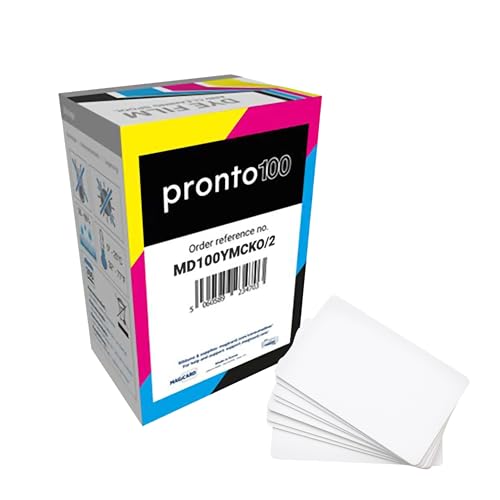 Magicard MD100YMCKO Pronto 100 Dye Film with 10 Specialist ID Blank Test Cards or Bonus Badges - Authentic Full Color Ribbon for Magicard Pronto100 I’D Printers - 100 Prints - MD100YMCKO/2