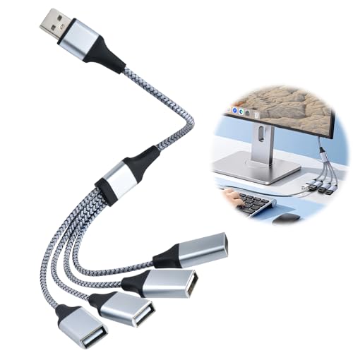 Divisor USB de 4 puertos para transferencia de datos, cargador de alimentación, convertidor dividido de 5 V 2 A, extensor multipuerto, cable en Y, cable macho a cuatro hembras, adaptador de cable de