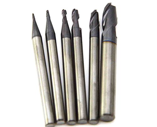 Wokesi 1 2 3 4 6 8 mm Cutting Dia,Ball Nose End Mill Set,Pack of 6,Std Length,HRC55,4Flutes,TiAlN Coated,Metric,Solid Carbide,CNC Router Bits Milling Profiling Tools(1/2/3/4/6/8mm HRC55)