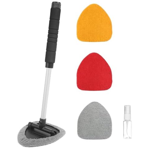 RACOONA Car Cleaning Kit,Car Window Cleaner,Car Accessories Windshield Cleaner Inside,Car Cleaning Supplies Tools with 3 Reusable and Washable Microfiber Pads,Auto Glass Wiper Kit for Car,Truck,SUV,RV Cover
