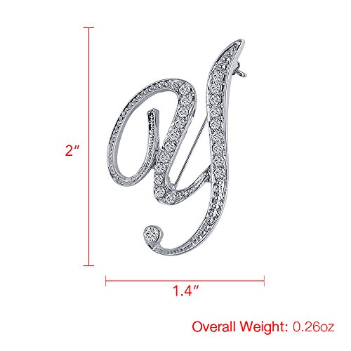 Image of Letter Brooch A-Z 26 Personalized Design Initial Letters Pins Clear Crystal Rhinestone Brooch pin