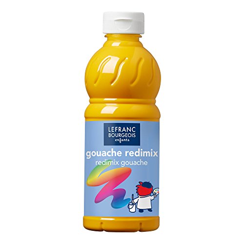 Lefranc Bourgeois Gouache líquida Redimix, témperas para niños, 500ML amarillo de oro, pinturas para niños y manualidades