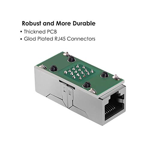RJ45 Network Coupler, PLUSPOE 2 Pack Ethernet in Line LAN Connector Plugs for Cat5 Cat5e Cat6e Cat7 Cable Extender Female to Female (White)