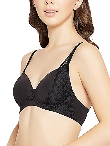Image of Clovia Women's Cotton Padded Non-Wired Full Cup T-Shirt Bra-Black