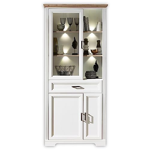 JASMIN Große Vitrine in Pinie hell, Artisan Eiche Optik - Vitrinenschrank...