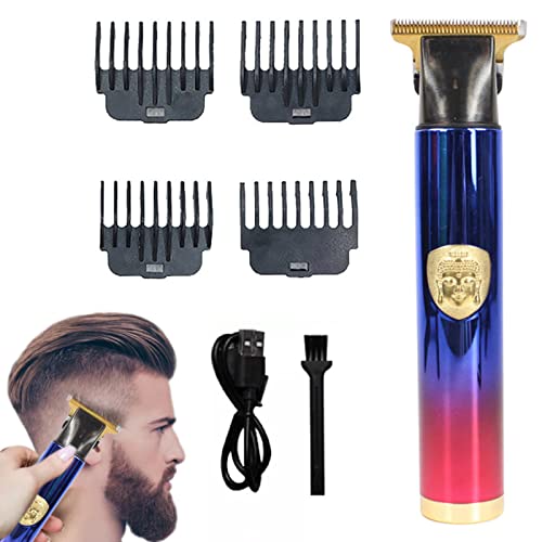 Cortapelos inalámbrico Vintage T9 - Máquina de afeitar para barba con detalle cero huecos en relieve vintage,Kit de aseo recargable con 4 peines guía Cortapelos, afeitadora y peluquero Generic