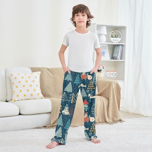 Boys' Pants Christmas Tree Santa Snowflake Deer Dog Long Bottoms Elastic Waist Trousers with Pockets S-XL3