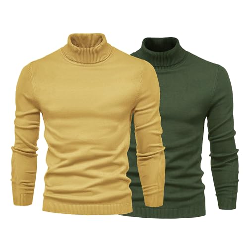 Maiyifu-GJ Men's Turtleneck Knitted Casual Pullover Slim Fit Thermal Basic Sweater Casual Basic Knitted Thermal Sweaters