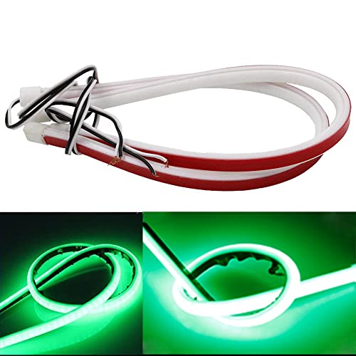 YSY 2pcs Ultrafine DRL Daytime Running Light Flexible Soft Tube Guide Car LED Strip Waterproof 30CM Green for Switchback Headlight LED Strip,Running Light,Neon Light,Turn Signal Light