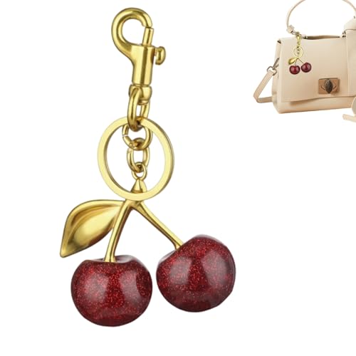 GIFANEO Porte clés Cerise,Breloque de sac cerise, pendentif de sac cerise pour femme, Breloque de sac en forme de cerise, cadeau pour femme, cadeau de Noël ou de Saint-Valentin