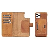 Venito Florence Leather Wallet Phone Case Compatible with iPhone 11 Pro Max - Extra Secure with RFID Blocking - Detachable Phone Wallet (Antique Brown)