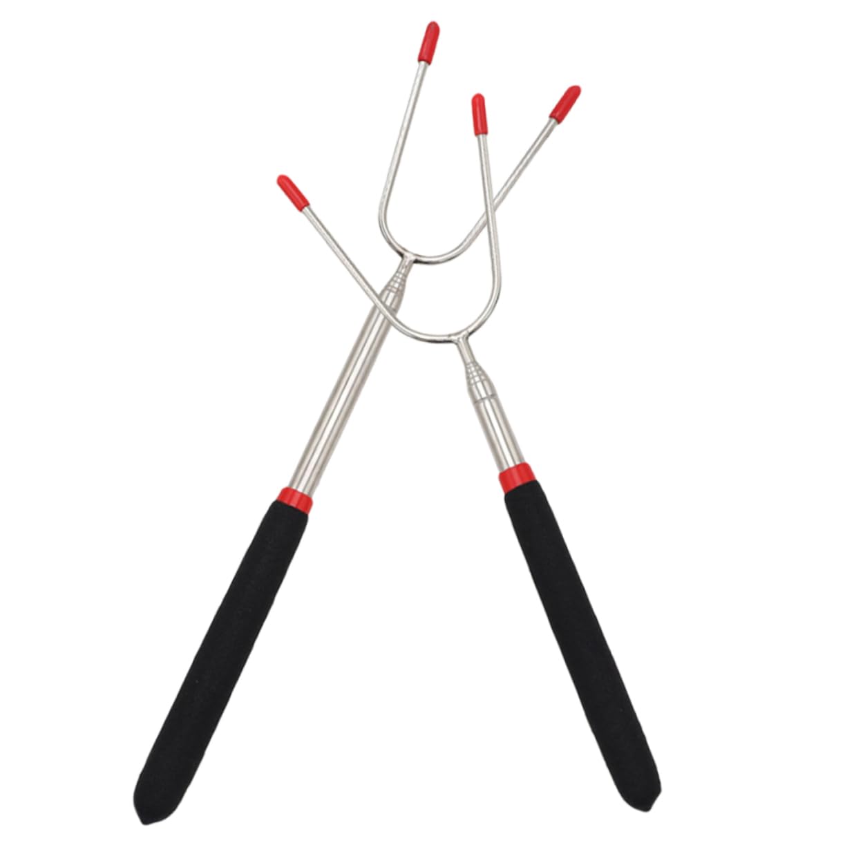 FONDOTIN Stainless Steel Bbq Forks Set Long Roasting Sticks for Grilling u Shape Fork for Meat Perfect for Camping Outdoor Cooking