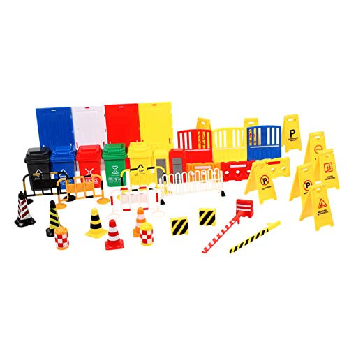 DRESSOOS 40 Piezas De Accesorios De Simulación De De Carreteras, Señales De Tráfico En Miniatura, Juguetes De De Carreteras, Minimodelo De , Conos De Tráfico Pequeños, De Tráfico, Bloques