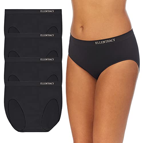Ellen Tracy Women’s Hi Cut Brief Panties Breathable Seamless Underwear 4-Pack Multipack (Regular & Plus Size) - X-Large #TOP4