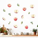 Rotumaty 4 Sheets Apple Stickers Wall Decor Summer Wall Decals Fruit Stickers Apple Decor for Kitchen Bathroom Home Classroom Summer Farmhouse Party Decorations