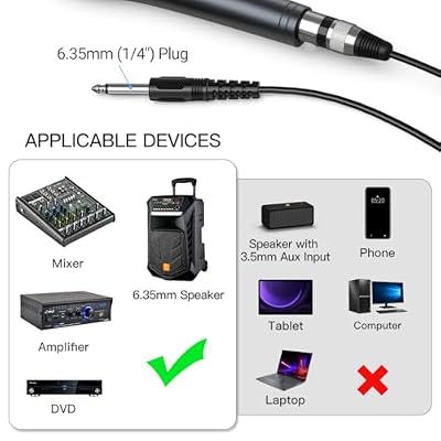 Fifine Karaoke Microphone, Dynamic Vocal Microphone for Speaker, 6.35MM Wired Handheld Mic with On and Off Switch and 14.8ft Detachable Cable-K6