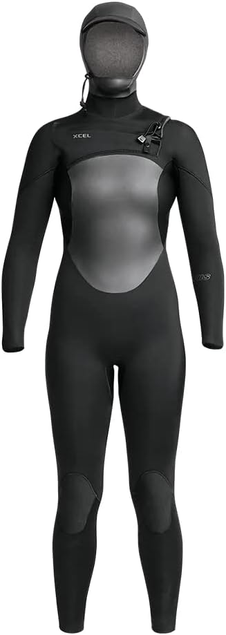 XCEL Women's Axis Hooded Front Zip Full Wetsuit, High-Performance Stretch, Extra Warmth for Cold Water, 5/4mm