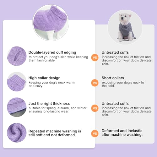 Image of BEAUTYZOO Dog Sweater for Small Medium Dogs, Knit Clothes with Harness Hole