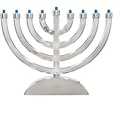 Silver Shiny Mini Electric Classic Menorah, Classic Hanukkah Menorah, 7.3