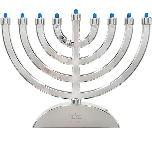 Silver Shiny Mini Electric Classic Menorah, Classic Hanukkah Menorah, 7.3