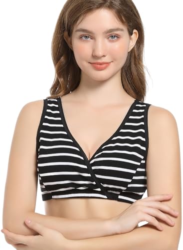 Image of CAKYE 3 Pack Maternity Nursing Sleep Bra Breastfeeding Cotton Bralette