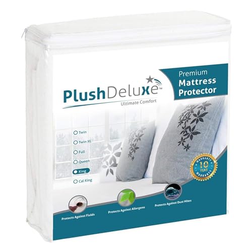PlushDeluxe King Cotton Mattress Protector Waterproof Double Mattress Protector with Fitted