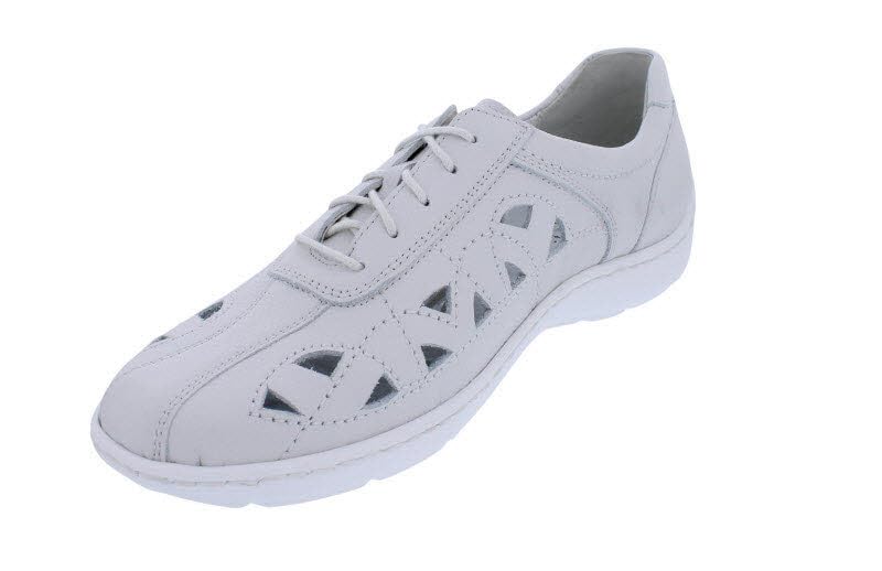 Waldläufer Halbschuh Henni 496003-139-297, Glattleder, gebrochenes Weiß, Weite H, ProAktiv Fußbett zum Wechseln Weiß
