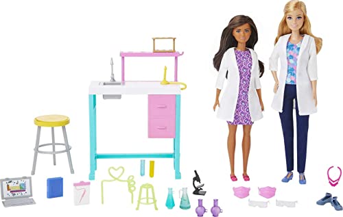 image for Barbie Careers Playset, Science Lab with 2 Scientist Fashion Dolls, Be