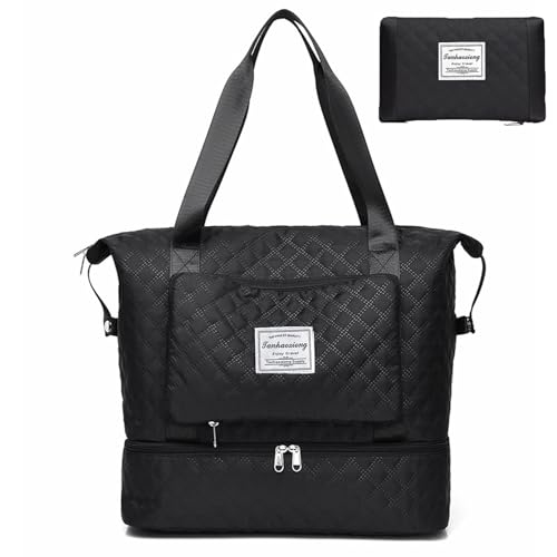 Foldie Travel Bag Travel Duffel Bag for Women Weekender Bags with Shoes Compartment Foldable Bags Carry On Overnight Bag for Hospital Sport Gym Bags