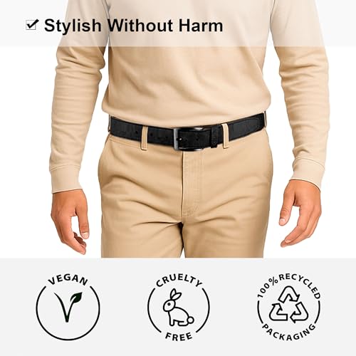 Men's Vegan Belt Cork Strap with Silver Buckle, Durable Adjustable Eco-Friendly 1.18" Wide, Versatile for Daily Use2