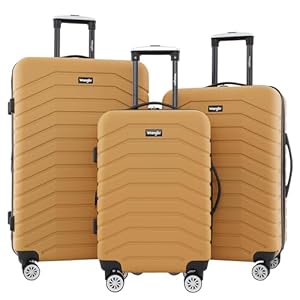 Wrangler Tahoe Spinner Luggage, Amber Gold, 3 Piece Set