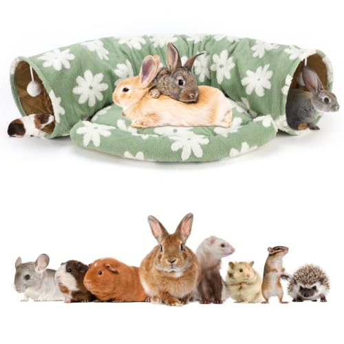 BWOGUE Bunny Tunnel Bed, 2-in-1 Collapsible Rabbit Tunnel Hideout with Mat